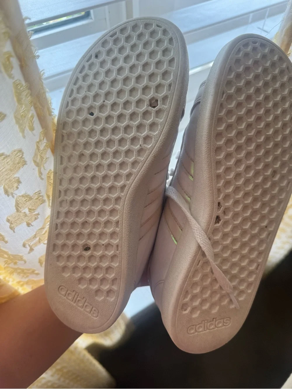 adidas White Sneakers with Iridescent Stripes